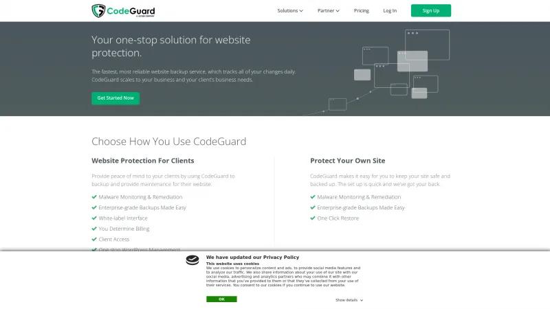 Homepage of CodeGuard