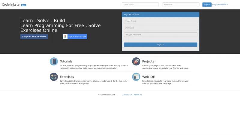 Homepage of Codelinkster