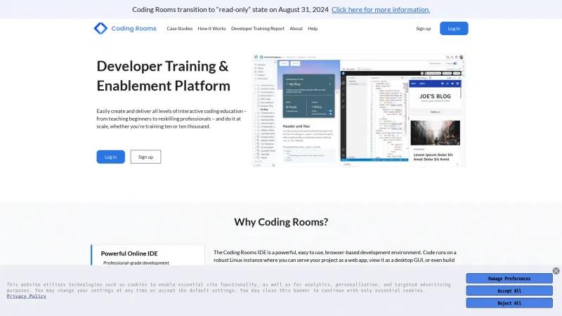 Homepage of Coding Rooms