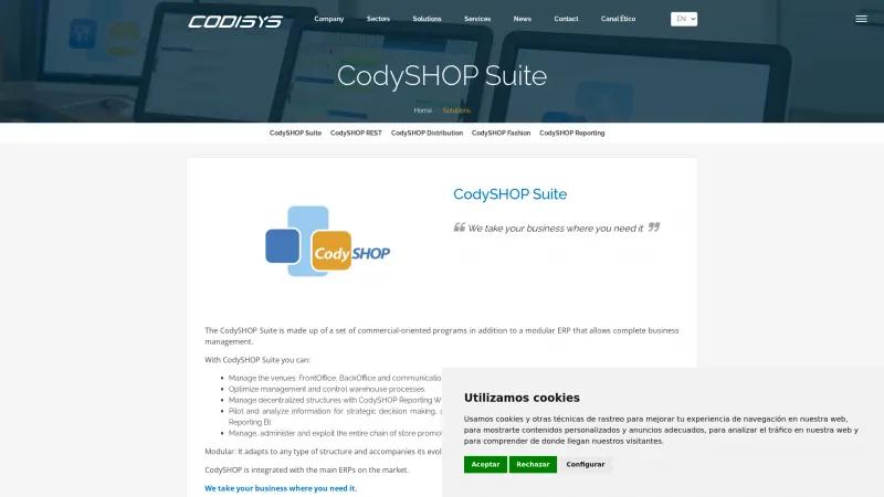 Homepage of CodySHOP