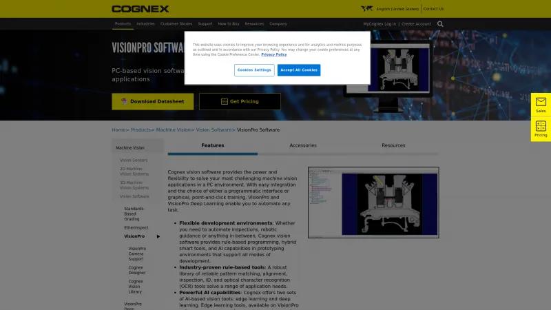 Homepage of Cognex VisionPro