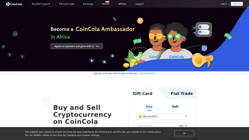 Homepage of CoinCola