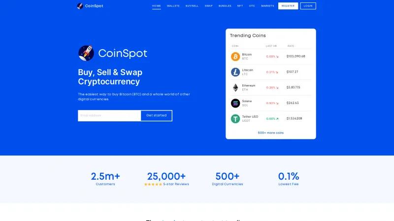 Homepage of CoinSpot