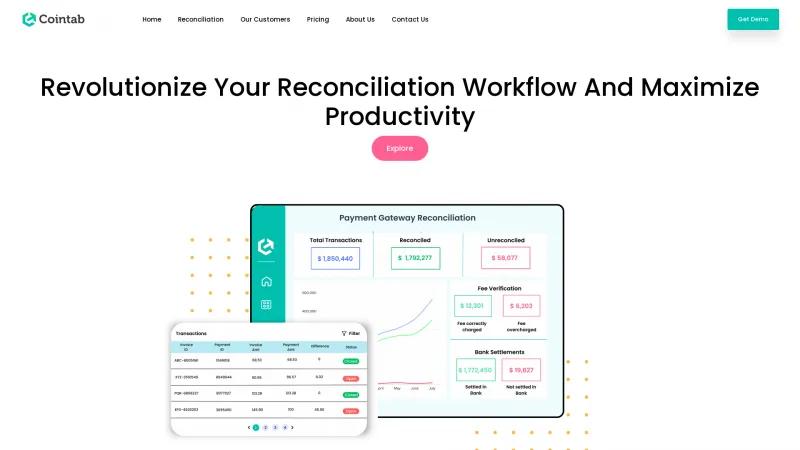 Homepage of Cointab Reconciliation