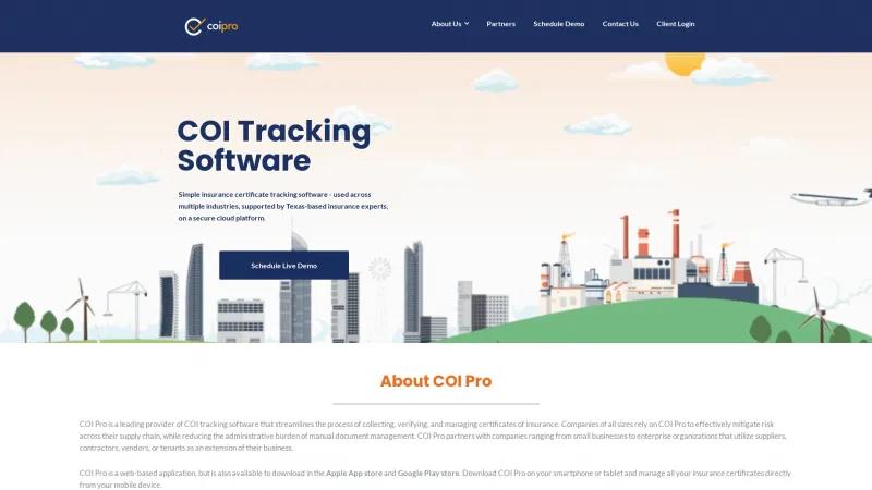 Homepage of COI Pro