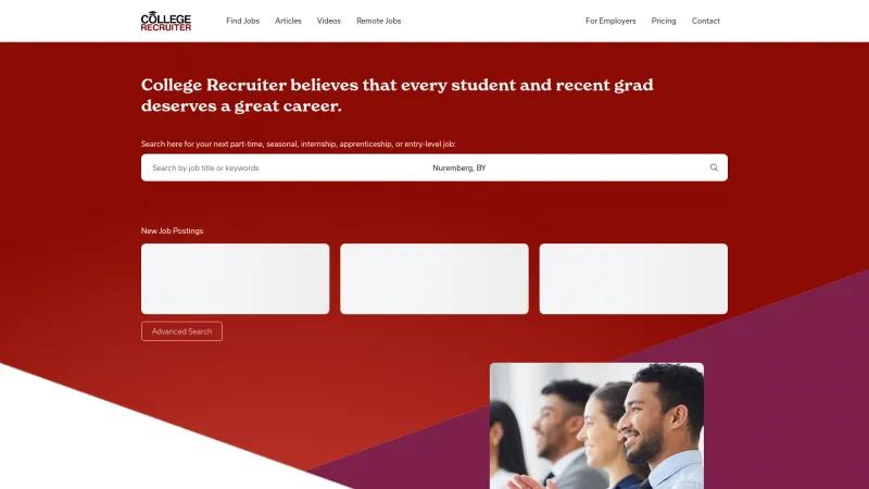 Homepage of College Recruiter