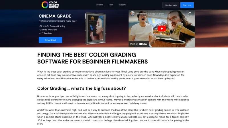 Homepage of Cinema Grade