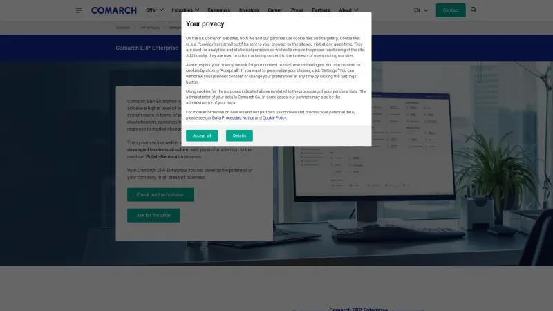 Homepage of Comarch ERP Enterprise