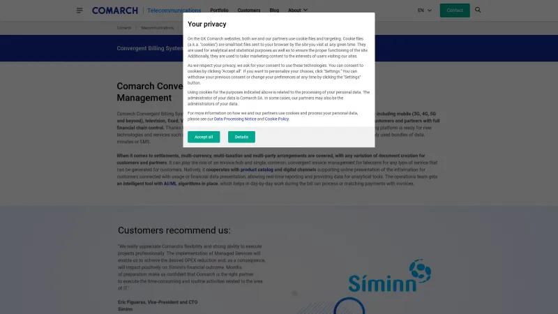 Homepage of Comarch Convergent Billing System