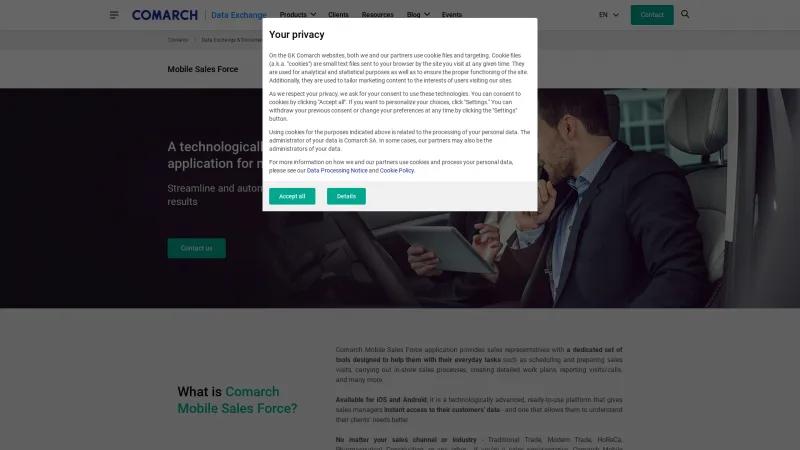 Homepage of Comarch Mobile Sales Force