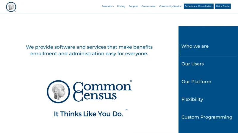 Homepage of Common Census