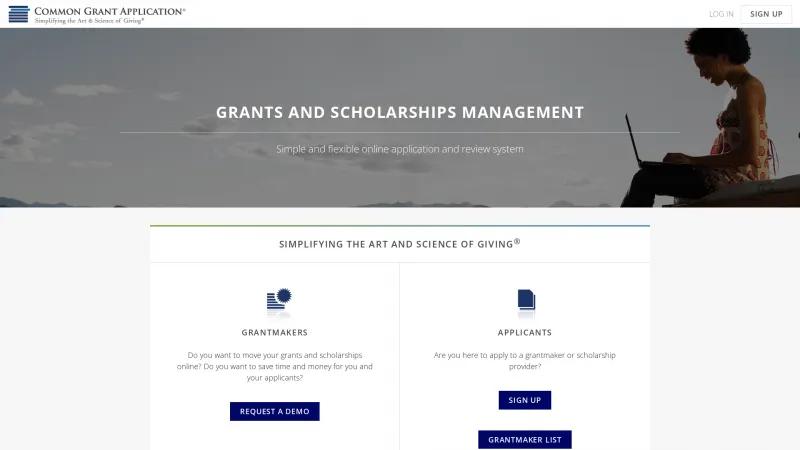 Homepage of Common Grant Application