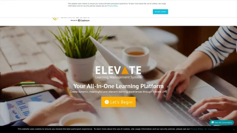 Homepage of Elevate LMS