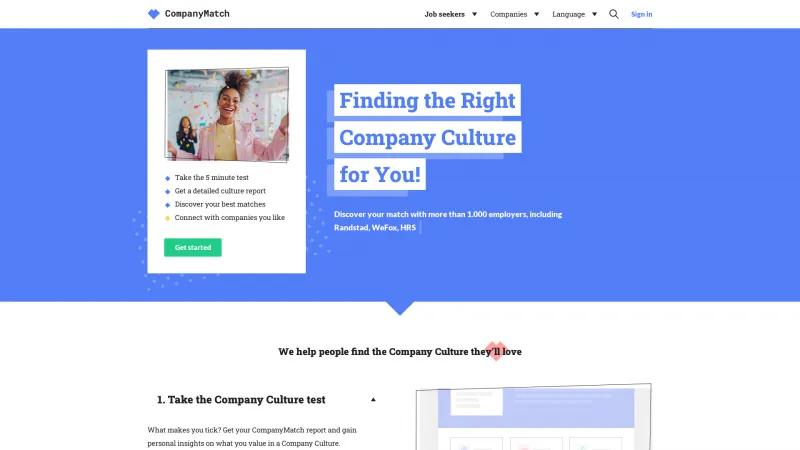 Homepage of CompanyMatch