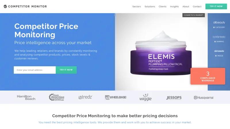 Homepage of Competitor Monitor