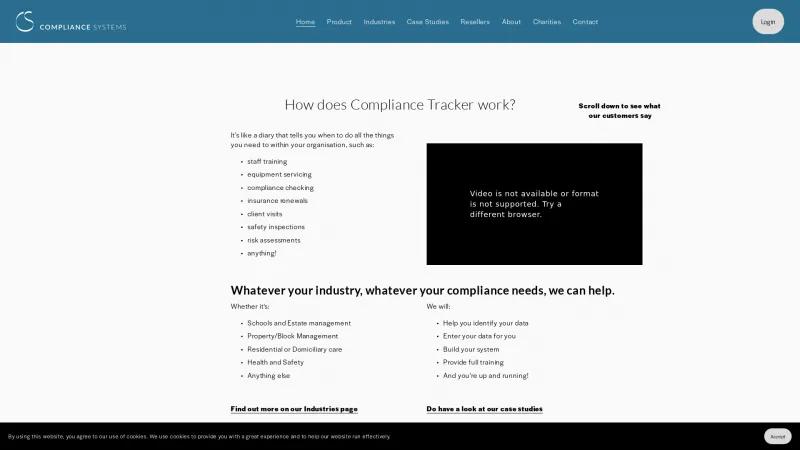 Homepage of Compliance Tracker