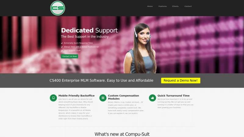 Homepage of CS400 Enterprise MLM Software