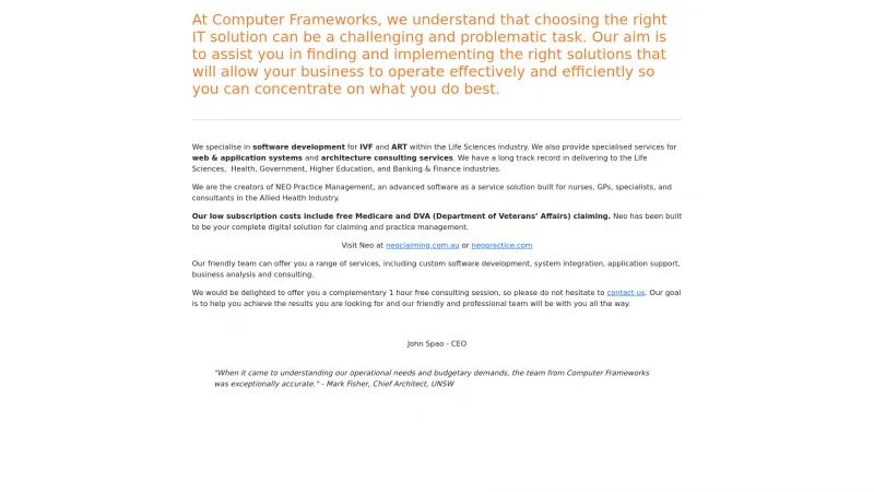 Homepage of Computer Frameworks Lab Management System