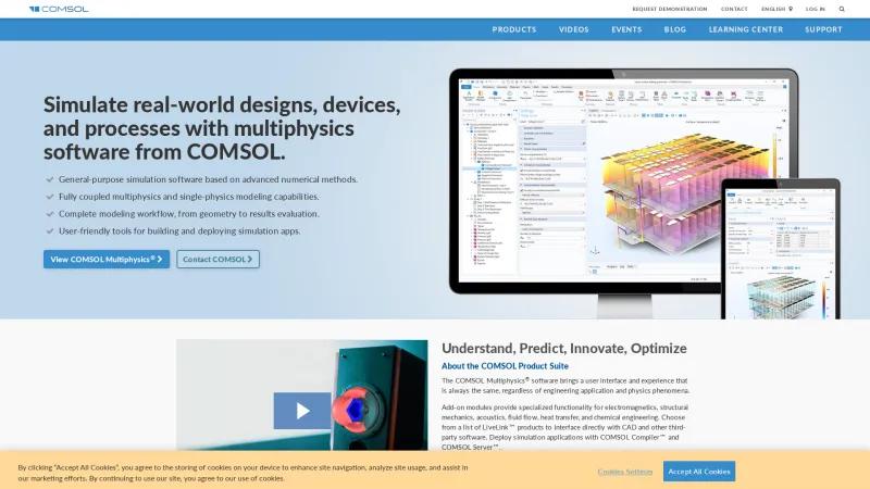 Homepage of COMSOL Multiphysics