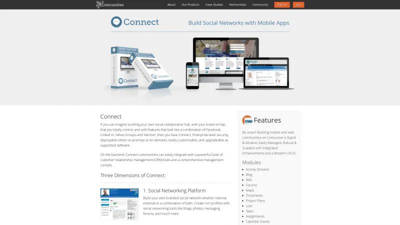 Homepage of Concursive Connect