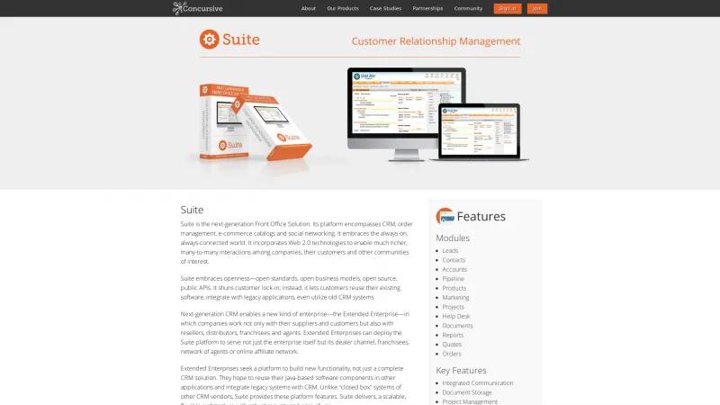 Homepage of Concursive Suite