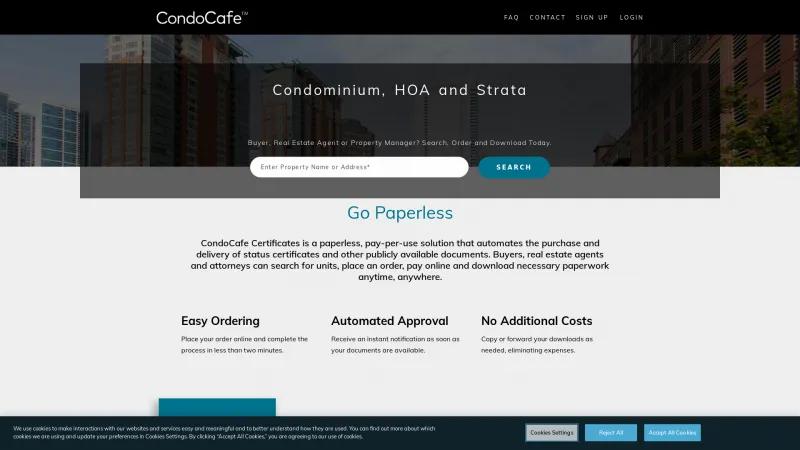 Homepage of CONDOCafe