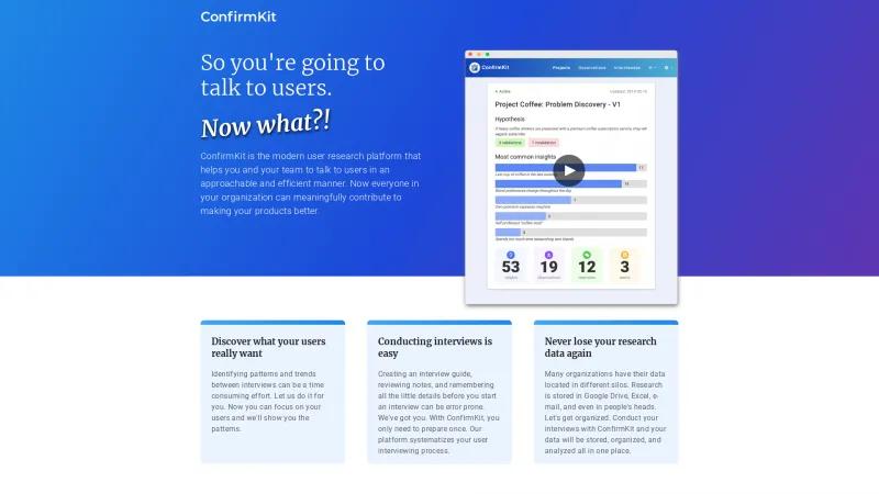 Homepage of ConfirmKit