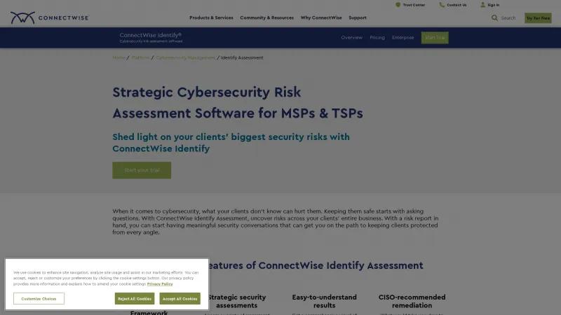 Homepage of ConnectWise Identify Assessment