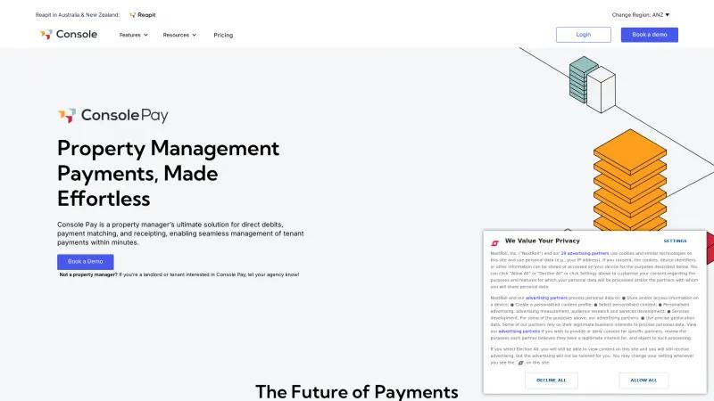 Homepage of Console Pay