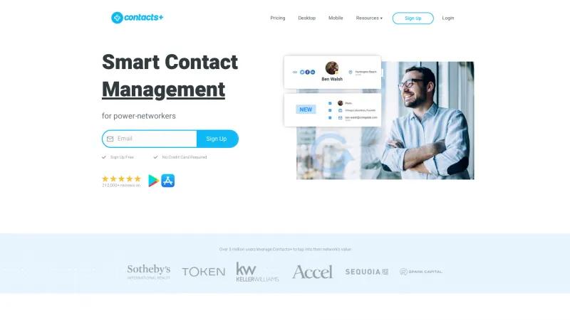 Homepage of Contacts+