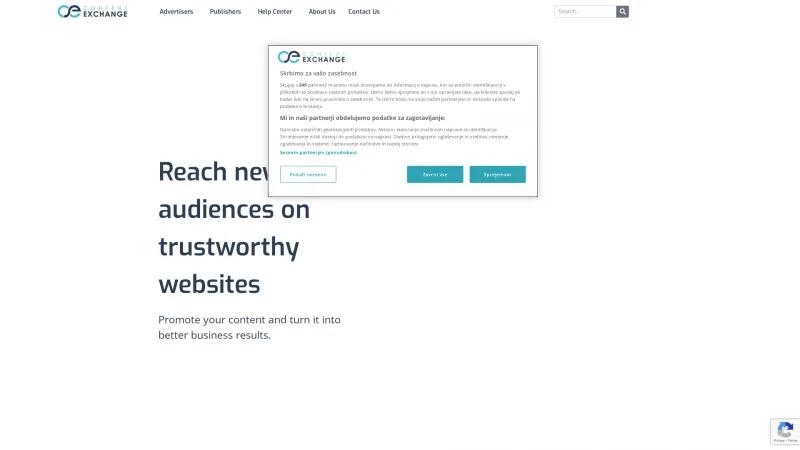 Homepage of Content Exchange