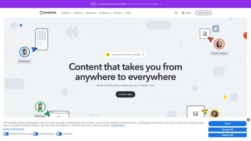 Homepage of Contentful