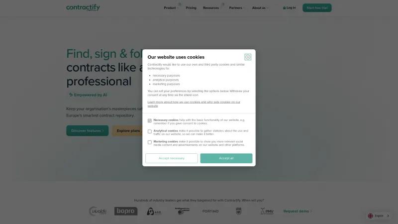 Homepage of Contractify