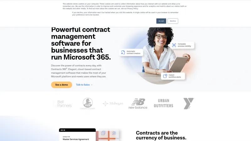 Homepage of Contracts 365