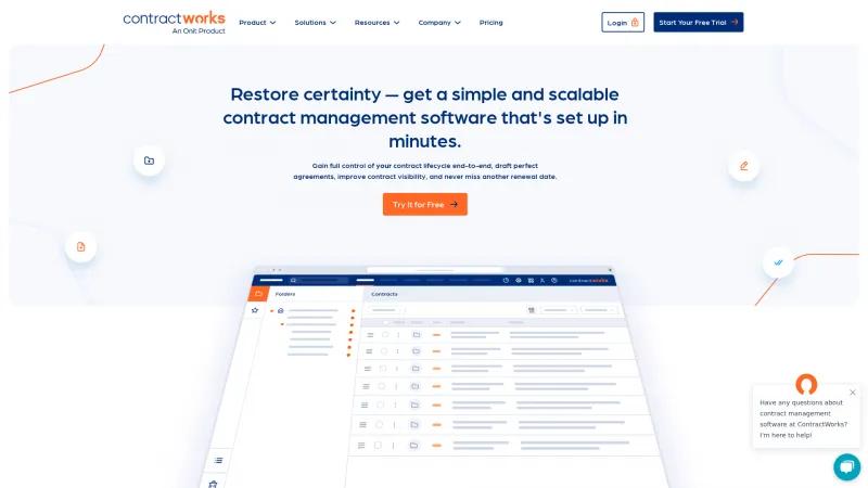 Homepage of ContractWorks