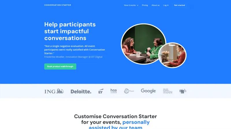 Homepage of Conversation Starter