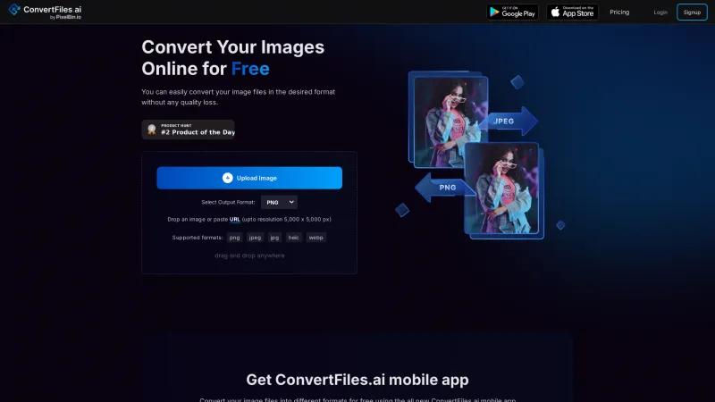 Homepage of ConvertFiles.ai