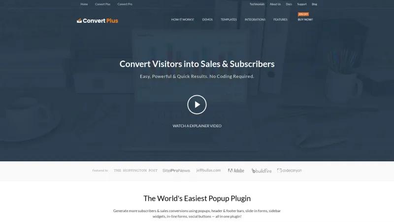 Homepage of ConvertPlus