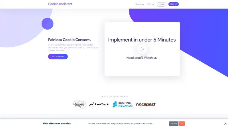 Homepage of Cookie Assistant