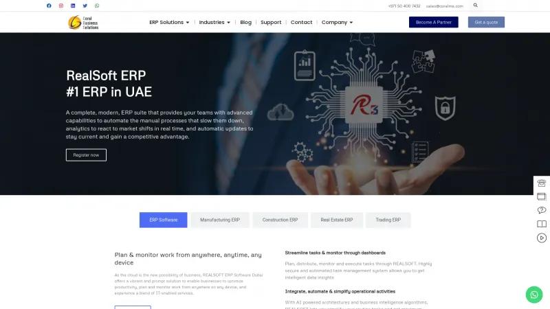 Homepage of RealSoft ERP