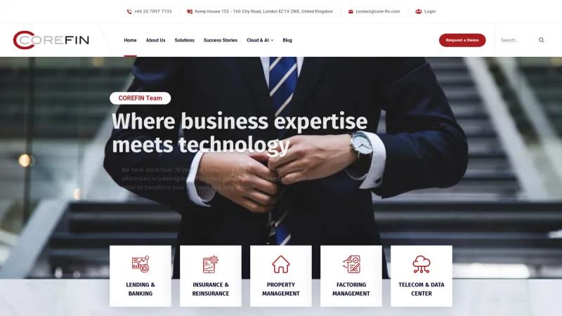 Homepage of COREFIN Insurance Software