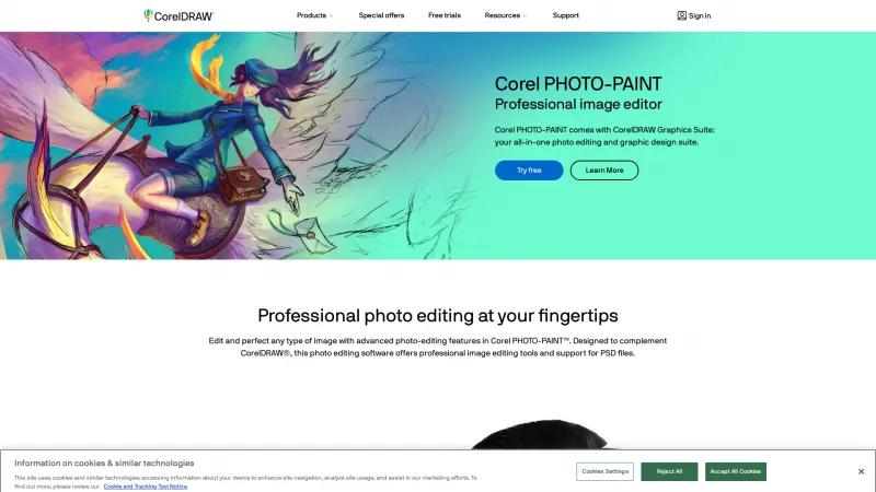 Homepage of Corel PHOTO-PAINT