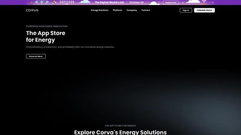 Homepage of Corva