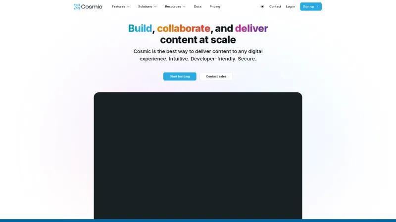 Homepage of Cosmic JS