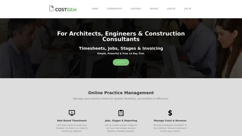 Homepage of Cost Gem