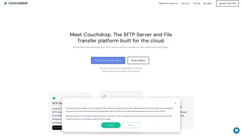 Homepage of Couchdrop