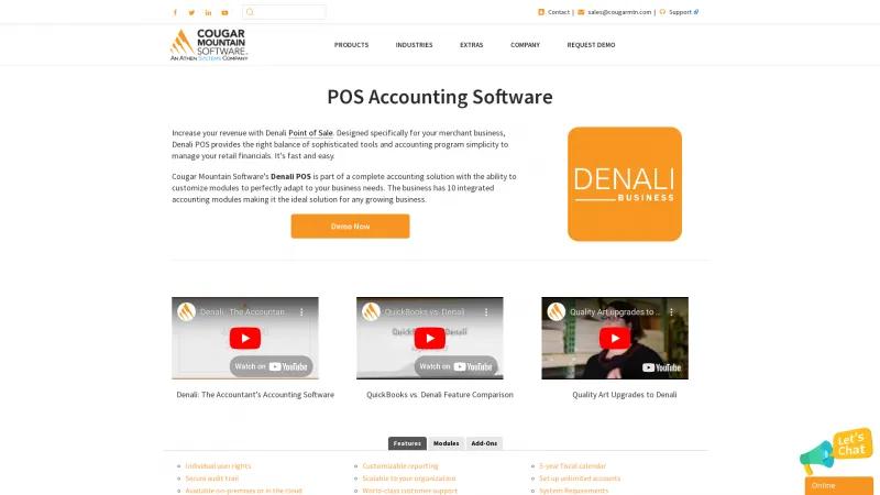 Homepage of Denali POS