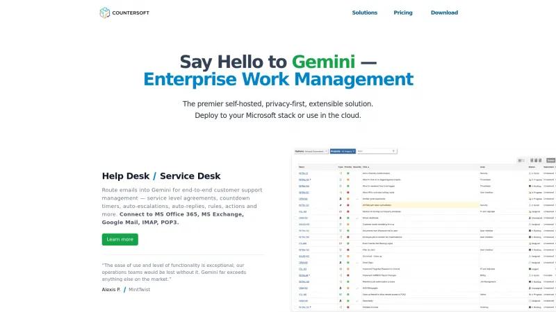 Homepage of Countersoft Gemini