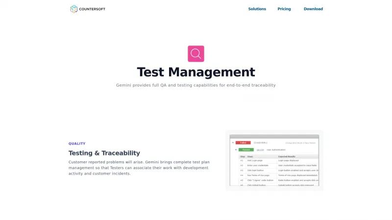 Homepage of Gemini Testing