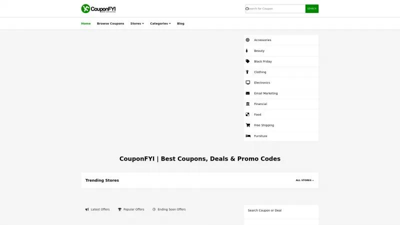 Homepage of CouponFYI